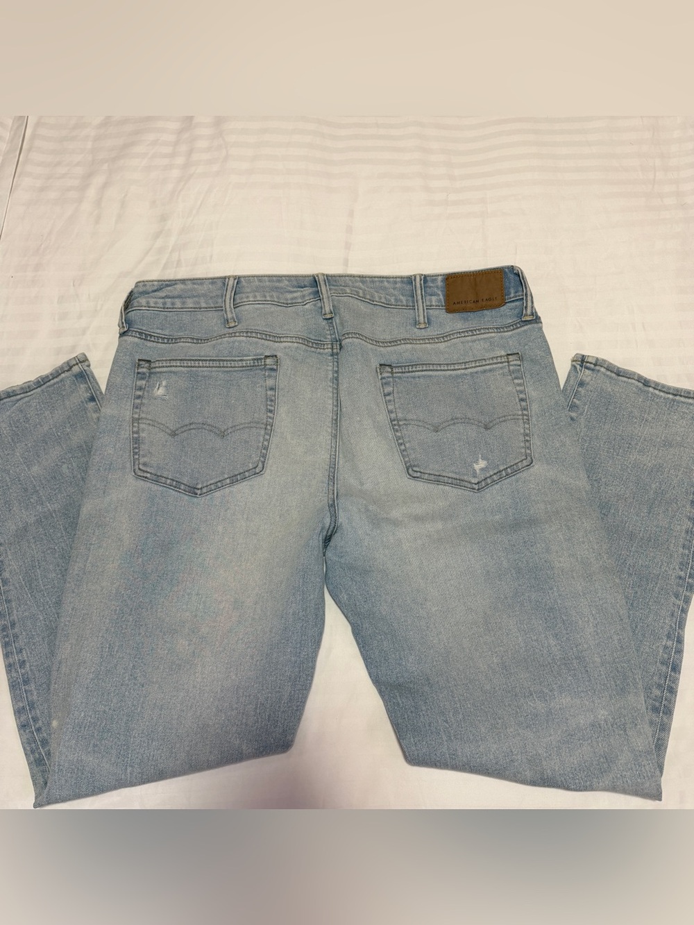 American Eagle Outfitters Light Blue Ripped Slim Straight Jeans - Picture 2 of 4